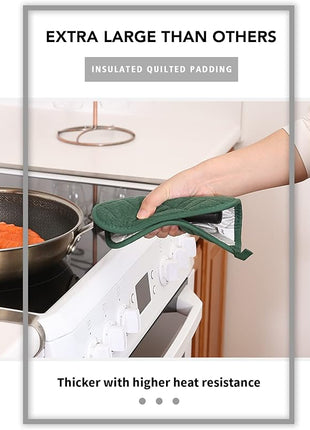 Joyhalo 6 Pack Pot Holders for Kitchen,Cotton Oven Holder with Great Heat Resistance,Non Slip Hot Pads for Kitchen Clearance,Dark Green