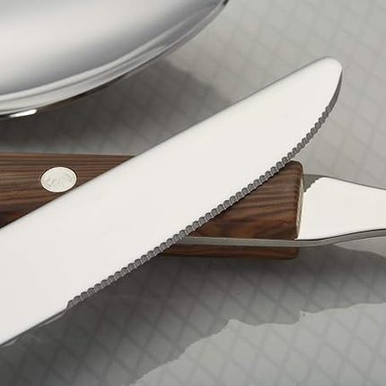 ANNOVA 20 Piece Silverware Set, Service for 4, Stainless Steel Retro/Rivet Walnut Wood Tableware Kitchen Flatware Set Utensils, Includes Dinner Knives, Forks, Spoons, Salad Forks & Dessert Spoons