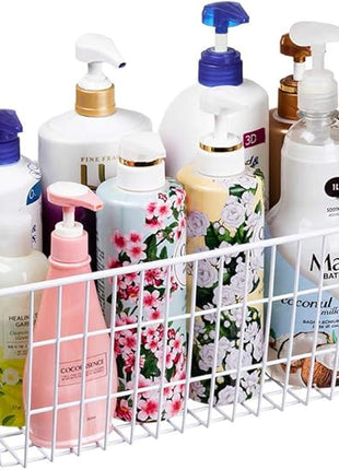 SANNO Wire Metal Baskets Freezer Baskets Farmhouse Organizer Storage Bins Large Organizer Bins for Shelf Storage, Office, Bathroom, Pantry Organization Storage Bins Rack with Handles-Set of 6