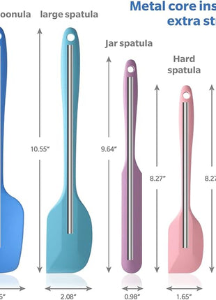 Wanbasion 5 Piece Premium Silicone Spatula Set Heat Resistant, Colorful Rubber Baking Spatula Set, Kitchen Spatula Set Dishwasher Safe for Nonstick Cookware Cooking Mixing Multicolor-6