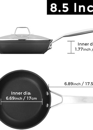 MsMk 8 1/2 Inch Small Egg Pan with Lid, Titanium and Ceramic Nonstick Omelette Pan,Scratch-resistant, Induction Egg Skillet, Oven Safe to 700°F Pan for Cooking, Dishwasher Safe