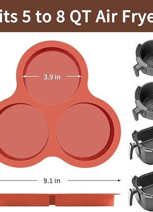 JOERSH 2-PK Air Fryer Egg Mold, 4 Inches Round Egg Bites Silicone Molds, Air Fryer Baking Pan Non-Stick for Breakfast Sandwiches, Hamburger Buns, Pancake, Jumbo Muffin Tops