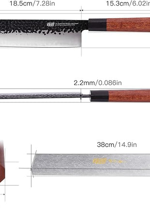 FINDKING Dynasty Series Japanese Nakiri Knife, Professional Vegetable Cleaver, 9Cr18MoV High Carbon Steel Blade, African Rosewood Octagonal Handle, for Shred, Slicing, Mincing, 7 Inches