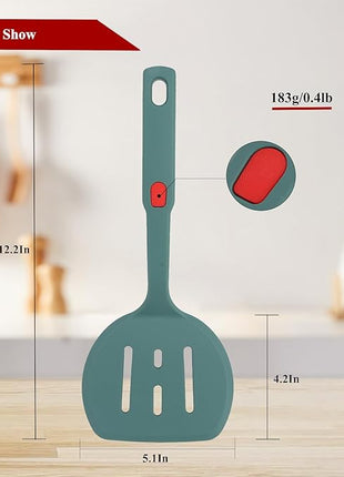 Food Grade Silicone Spatula,Round Slotted Pancake Spatulas for Nonstick Cookware Omelette Egg Spatula Turner 600°F Heat-Resistant