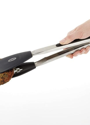 OXO Good Grips Large Silicone Flexible Turner, Stainless Steel & Good Grips Silicone Flexible Tongs Stainless,Black,