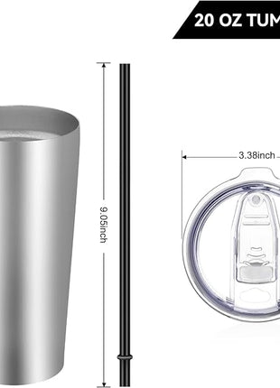 VEGOND 20oz Tumbler Bulk with Lid and Straw 6 Pack, Stainless Steel Vacuum Insulated Tumbler, Double Wall Coffee Cup Travel Mug, Stainless Steel
