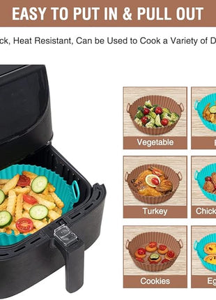 Air Fryer Silicone Liners for Ninja Air Fryer AF101 4 QT AF150 AF161 5.5 QT MAX XL, for COSORI/Gourmia/PowerXL/InstantPot/Philips 4QT and Most 3 to 5 QT Airfryers, Better than Parchment Paper Liners