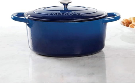 Crock-Pot Artisan Enameled Cast Iron Oval Dutch Oven, 7-Quart, Sapphire Blue
