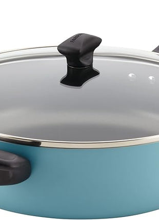 Farberware Dishwasher Safe Nonstick Jumbo Cooker/Saute Pan with Helper Handle -Aluminum, 6 Quart, Blue