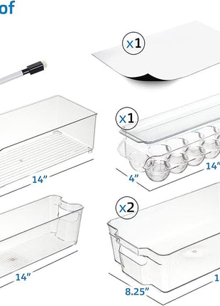 STORAGEBUD Fridge Organizer - 6 Pieces refrigerator organizer bins - Pantry Organization and Storage for Fridge & Refrigerator- BPA Free Freezer Organizer Bins