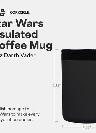 Corkcicle Classic Coffee Mug - Triple Insulated Stainless Steel for Travel - Shatter-Proof Lid - Keeps Drink Hot Over 3 Hours - Holiday Mug Gift - Great for Gifting Warmth - 16 oz - Darth Vader