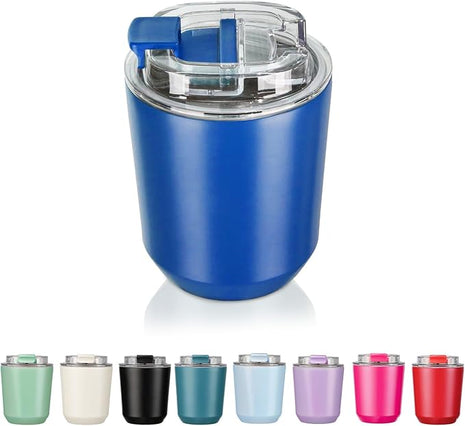 Puraville Insulated Tumblers with Lid, 10 oz Travel Coffee Mug Stainless Steel Vacuum Cup, Leak Proof Reusable Double Walled Coffee Tumbler for Iced and Hot Drinks, Klein Blue