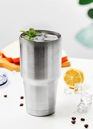 MEWAY 30oz Tumbler Double Wall Vacuum Insulated Travel Mug, Stainless Steel Tumbler with Lid, Durable Powder Coated Insulated Coffee Cup for Cold & Hot Drinks (Silver,1 PACK)