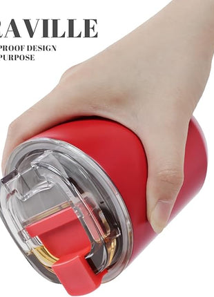 Puraville Insulated Tumblers with Lid, 10 oz Travel Coffee Mug Stainless Steel Vacuum Cup, Leak Proof Reusable Double Walled Coffee Tumbler for Iced and Hot Drinks, Red