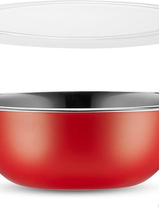 WHYSKO Stainless Steel Mixing Bowl Set, 10 Piece Stainless Steel Mixing Bowls with Lids Set for Food Prep Storage and Serving, Dishwasher Safe for Kitchen Baking Cooking, Red