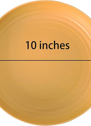 LuckyZone 10 Inches Unbreakable Wheat Straw Plates - Reusable Plate Dinner Set - Dishwasher & Microwave Safe - Healthy, BPA Free & Eco-Friendly (10 Inches/4 Color_H)