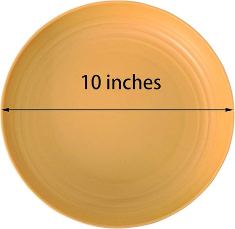 LuckyZone 10 Inches Unbreakable Wheat Straw Plates - Reusable Plate Dinner Set - Dishwasher & Microwave Safe - Healthy, BPA Free & Eco-Friendly (10 Inches/4 Color_H)