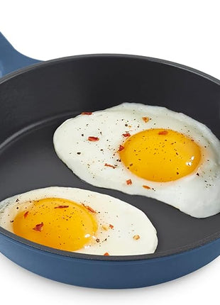 DASH Zakarian 7.5" Nonstick Cast Iron Skillet with Pour Spouts for Searing, Baking, Grilling, Roasting and More - Blue