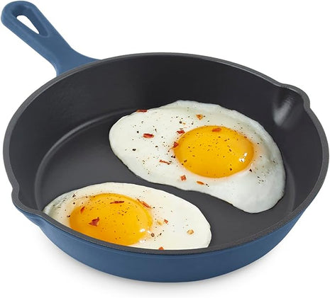 DASH Zakarian 7.5" Nonstick Cast Iron Skillet with Pour Spouts for Searing, Baking, Grilling, Roasting and More - Blue