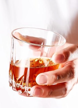GLASKEY Whiskey Glasses Set of 4,Lead-Free Crystal Old Fashioned Glass,Scotch Glass Tumblers for Drinking Bourbon,Cognac,Irish Whisky,Whisky Glass Gift Set for Men,Dad,Brother-10oz