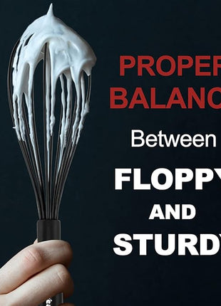 Anaeat Silicone Balloon Whisk, Perfect for Non-Stick Cookware, Milk and Egg Beater Blender, Heat Resistant Kitchen Whisks for Whisking, Cooking, Baking, Beating, Frothing & Stirring (Black)