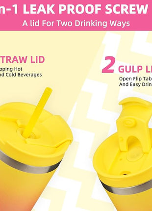 BJPKPK 26oz Stainless Steel Insulated Tumbler With lid And Straw Travel Coffee Thermal Tumblers Cup For Women And Men,Pink Yellow Rose