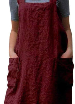 YESDOOD Cotton Linen Apron Cross Back Apron for Women with Pockets Pinafore Dress for Baking Cooking