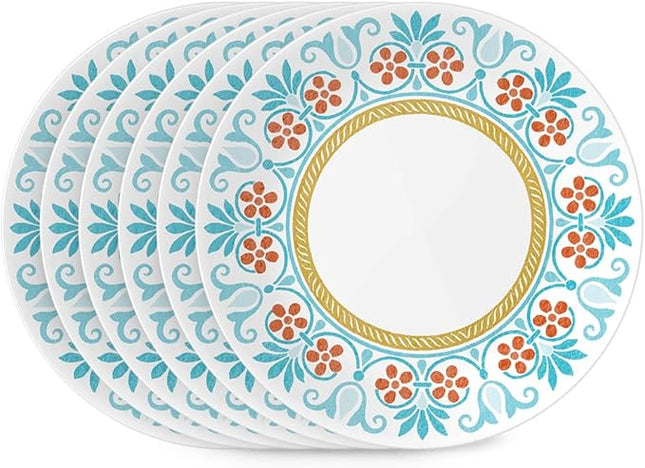 Corelle Global Collection Vitrelle 6-Piece Salad Plates Set, Triple Layer Recycled Glass, Lightweight Eco-Friendly 8-1/2-In Plates Set, Terracotta Dreams
