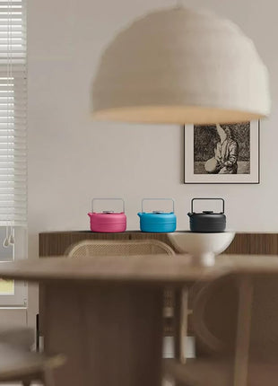 Toptier Teapot with Removable Infuser, Cast Iron Tea Kettle Stovetop Safe, Solid Geometry Cylinder Design Tea Pot Coated with Enameled Interior for 27 Ounce (800 ml), Black