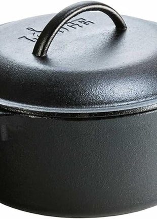 Lodge 5 Quart Cast Iron Dutch Oven. Pre-Seasoned Pot with Lid and Dual Loop Handle