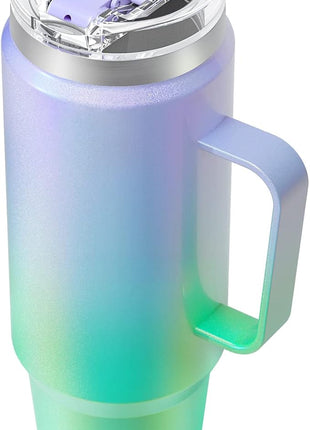 Meoky 40oz Tumbler with Handle, Stainless Steel Travel Mug with 2-in-1 Straw and Sip Lid, Vacuum Insulated Coffee Mug, 100% Leak Proof, Keeps Cold for 34 Hours or Hot for 10 Hours (Fairyland)