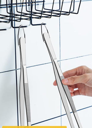 JETKONG 2 Pcs 12-Inch Kitchen Tweezers Fine Tweezer Tongs, Extra-Long Stainless Steel Cooking Tweezers (Silver)