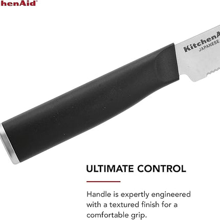 KitchenAid Classic 4 Piece Steak Knife Set, 4.5-Inch, High-Carbon Japanese Stee Blades, Sharp Kitchen Knife Set, Black