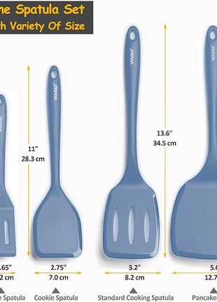 Silicone Spatula Set, 600°F Heat Resistant Silicone Spatula Turner Flipper for Cooking, Non Stick and Non Scratch Kitchen Utensils for Eggs & Pancakes, 4 Pack,Starry Blue