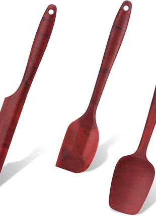 3PACK Silicone Spatula Set, BPA-Free 600°F High Temperature resistance, One-piece Seamless Design, Non -Stick Kitchen Spatulas for Cooking, Baking and Mixing, with Patented Marble Pattern