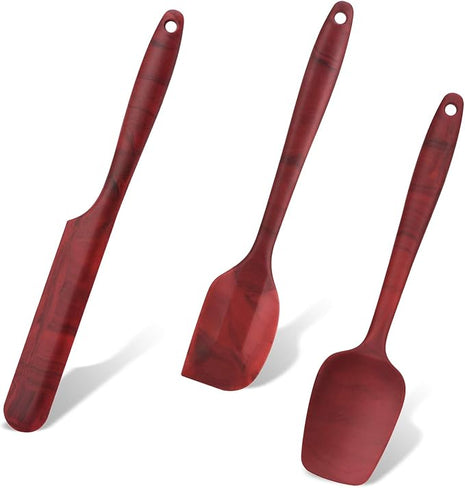 3PACK Silicone Spatula Set, BPA-Free 600°F High Temperature resistance, One-piece Seamless Design, Non -Stick Kitchen Spatulas for Cooking, Baking and Mixing, with Patented Marble Pattern