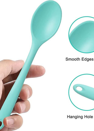 4 Pieces Small Silicone Nonstick Mixing Spoons, High Heat Resistant,Cooking Baking Spoons Set, Cooking Spoon for Mixing, Baking, Stirring, Turning, Scraping for Kitchen
