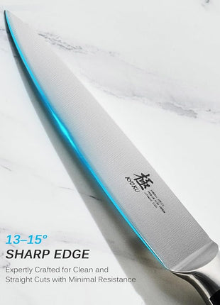 KYOKU 5" Kitchen Utility Knife, Samurai Series Chef Knife with Pakkawood Handle & Mosaic Pin, Japanese High Carbon Steel Knife, Full Tang Kitchen Knife for Vegetable Fruit Herb with Sheath and Case