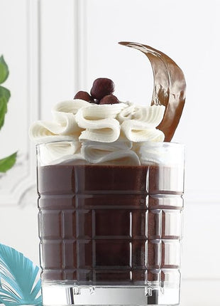 LAV Old Fashioned Whiskey Glass Set with Linear Nuances | Set of 4 x 11 oz | Brit Glasses, Bourbon, Scotch, Cocktails, Liquor | Crystal Whiskey, Bistro, Short Drink, Rock Glass, Bar | Dishwasher Safe