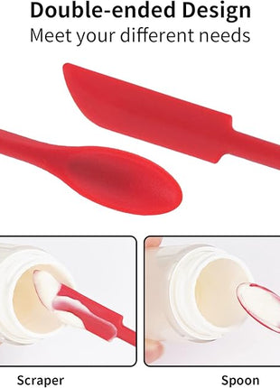 Mini Spatula Silicone Spatula Set - Cuttte 2pcs Small Makeup Scrapers for Cosmetics, Reusable Beauty Tiny Tools, Thin Jar Scraper, Get Last of Makeup Out, Black and Red