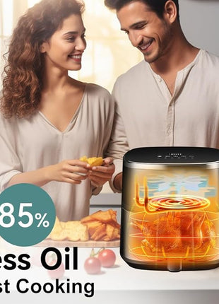 ASZ Digital Air Fryer 6qt with Window Up - 6 QT Big Airfryer 6-in-1 Presets Preheat Airfry Reheat Bake Roist Broil 400°F Airfrier 85% Oil Less,Nonstick Dishwasher-Safe Parts, Automatic Shutoff