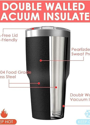 30oz Stainless Steel Travel Mug with Lid, 25 Pack Double Wall Vacuum Insulated Bulk Tumbler, Powder Coated Coffee Cup Suitable for Vehicle Cup Holders (Black)