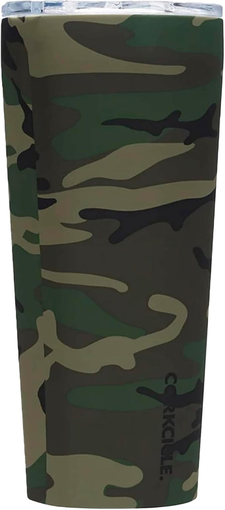 Corkcicle Classic Tumbler - Insulated Stainless Steel Travel Cup - Cold & Hot Drinks - Reusable - Durable - Spill Proof Lid - Non-Slip Silicone Base - Easy Grip - BPA Free - 24 oz - Woodland Camo