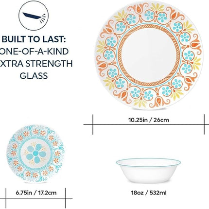 Corelle Terracotta Dreams Dinnerware Set for 6 18 Pieces Dinner Plates, Appetizer Plates, and 18 Oz Bowls Dishwasher, Microwave, and Freezer Safe Proudly Made in the USA