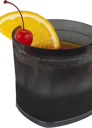 Host Freeze Cooling cup, Old Fashioned Glass with Silicone band for Bourbon, Scotch, and Whiskey, whisky gifts for men, Set of 1, Smoke