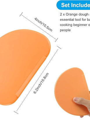 Patelai 2 Pieces Flexible Bowl Dough Scraper Spatula Multipurpose Curved Pastry Scraper Flat Edge Mixing Bowl Cutter for Cake Icing Bread Fondant
