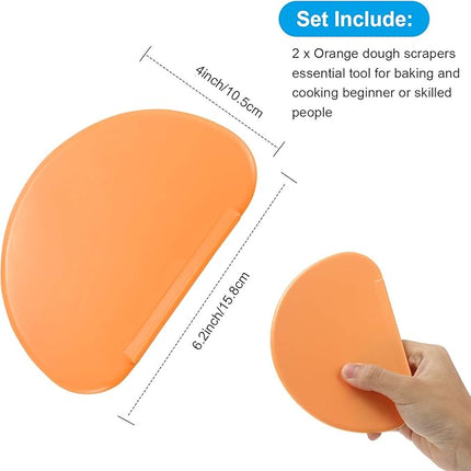 Patelai 2 Pieces Flexible Bowl Dough Scraper Spatula Multipurpose Curved Pastry Scraper Flat Edge Mixing Bowl Cutter for Cake Icing Bread Fondant