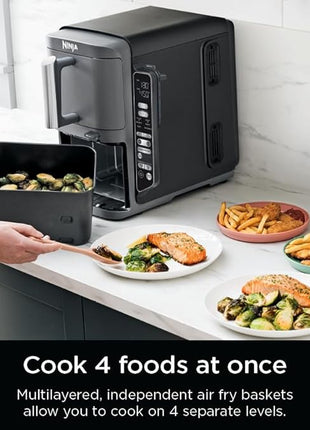 Ninja DoubleStack XL Smart 2-Basket Air Fryer, Smart Cook System, DoubleStack Technology Cook 4 Foods at Once, Space Saving Design, 10 QT, 6-in-1, Smart Finish & Match Cook, Air Fry, Broil, Bake SL451