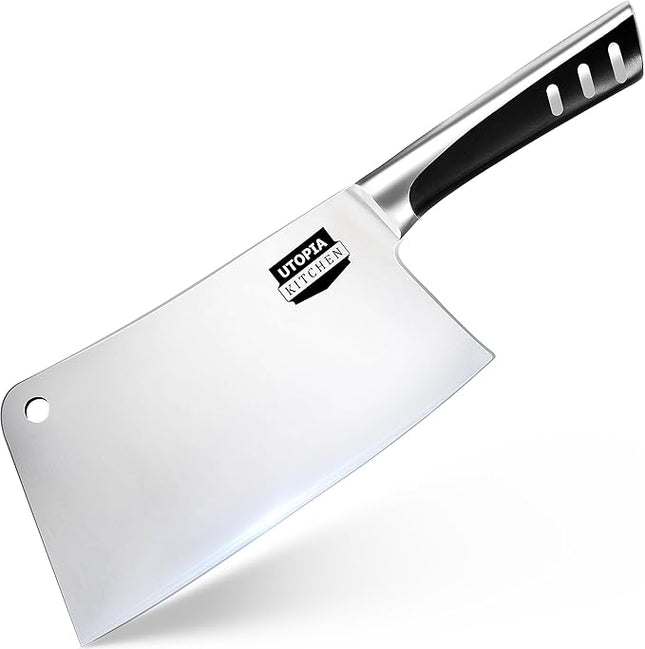 Utopia Kitchen 7 inch Cleaver Knife Stainless Steel Chef Butcher Knives for Meat, Vegetable Multipurpose Kitchen Chef Knife Chopping Bone
