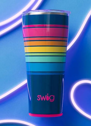 Swig Life 32oz Insulated Tumbler, Travel Coffee Tumbler with Lid, Cup Holder Friendly Travel Coffee Mug, Stainless Steel with Lid (Electric Slide)